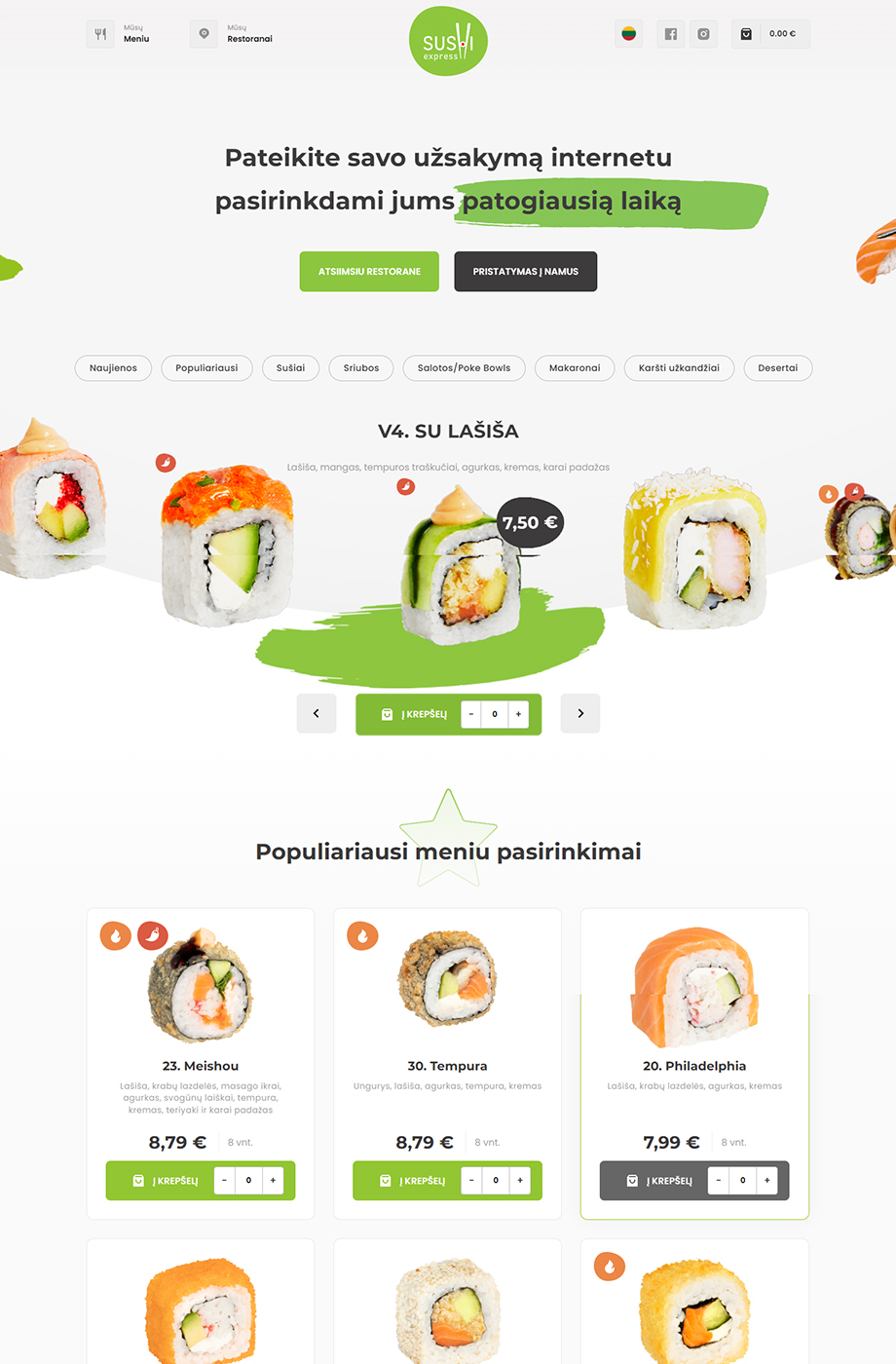 Sushiexpress projekto pagrindinis puslapis